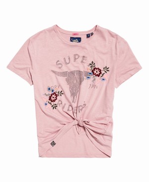 Superdry Katie Embroidered Női Pólók Rózsaszín | VODBE5923